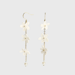 White Flower Hoop Earrings