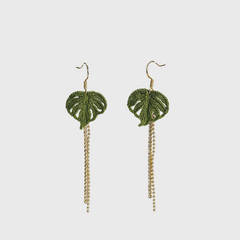 Monstera Deliciosa Hook Earrings